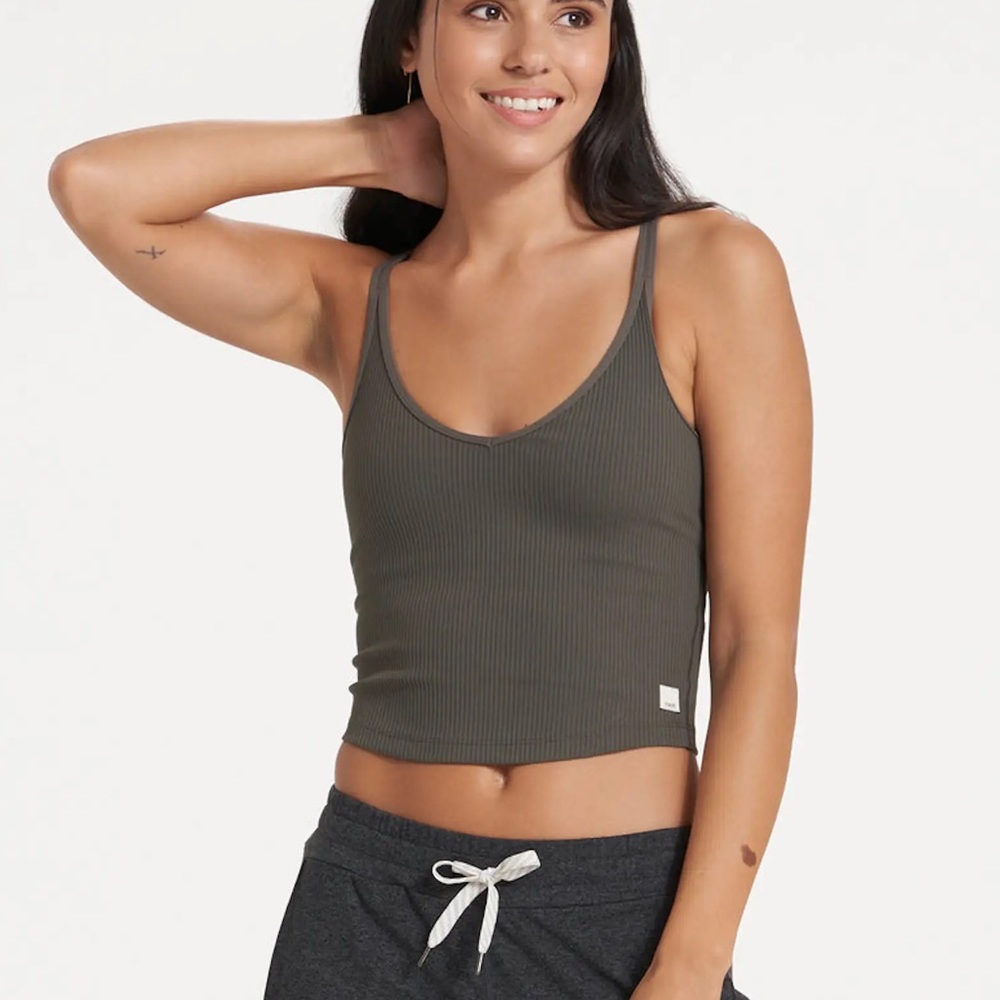 Vuori Olive Green Ribbed Crop Tank Top - Picture 9 of 9